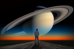 Saturn Rings Planet of Time Man