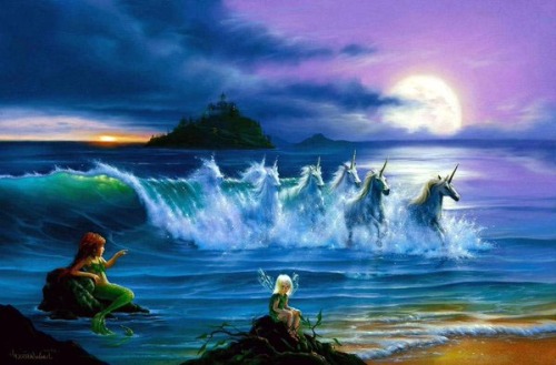 Pisces Ocean Fantasy Mermaid Unicorn Fairy Castle