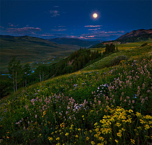 Stunning Full Pink Moon Crested Butte CO by Stan Rose