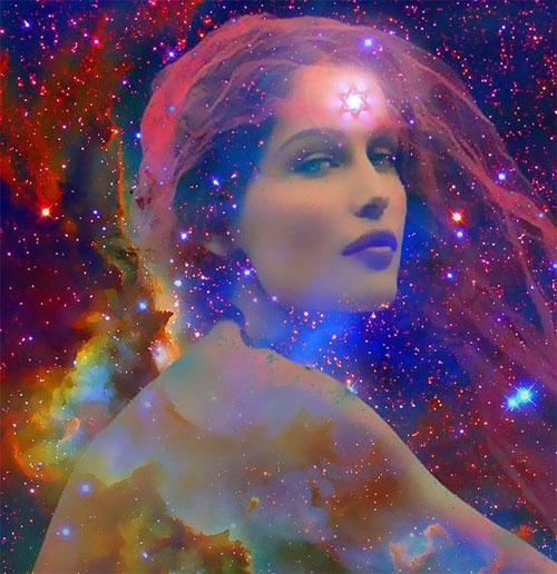 Aquarius 2019! Galactic Woman Star Being by visionary artist Ellen Vaman!