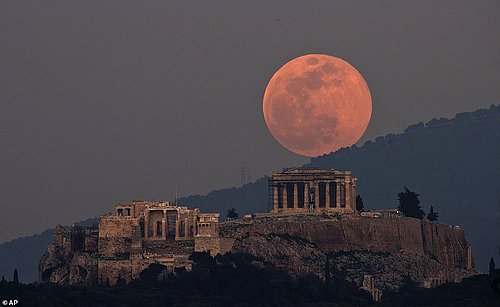 Gemini 2019 Full Strawberry Moon Parthenon Acropolis, Athens Greece