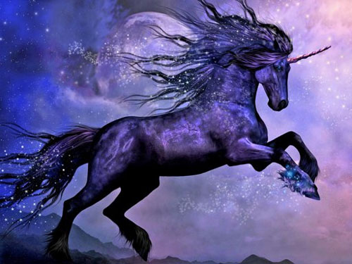 Sagittarius Magnificent Black Unicorn with Moon and Stars!