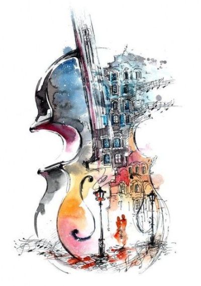 Mercury 2021 Libra Retrograde Violin Art Culture City Romance NightSky
