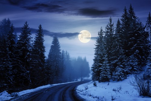 Cancer-Capricorn Full Wolf Moon 2023 Snowy Forest Mountain Road!